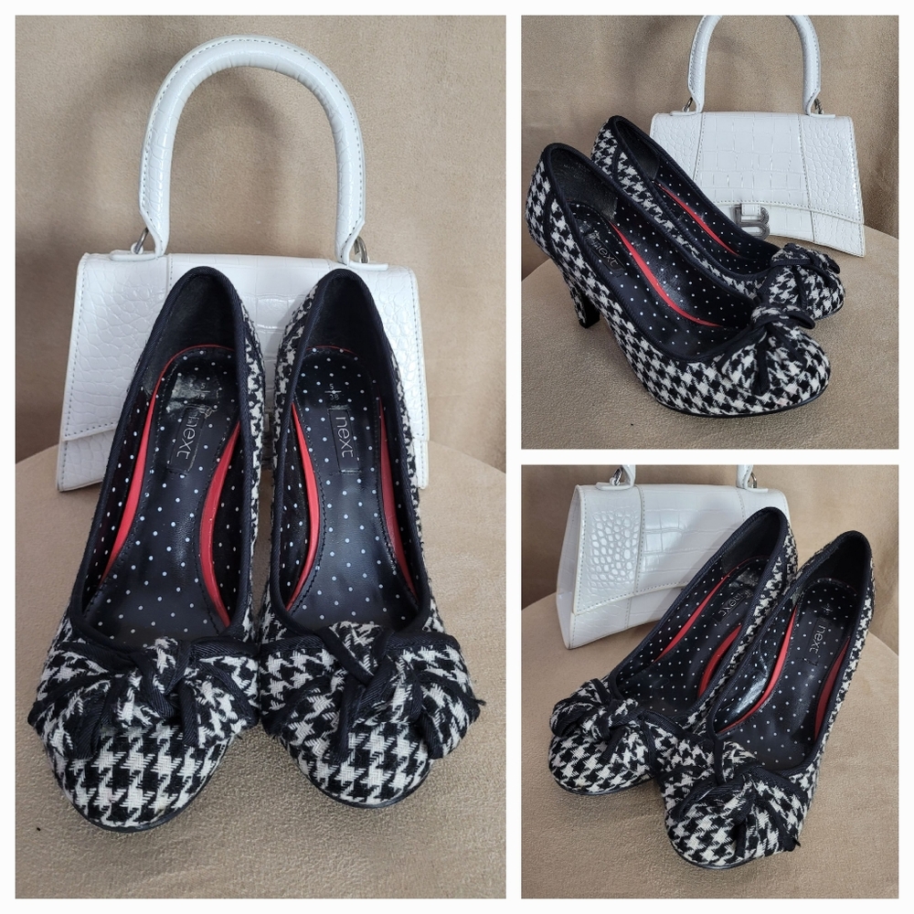 Chic Black and White Houndstooth Women's Heels /8